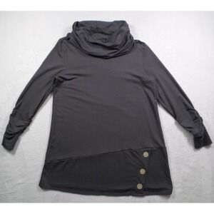 Chalet Et Ceci Top Womens Size Medium Gray Tunic Cowl Neck Long Sleeve Stretch